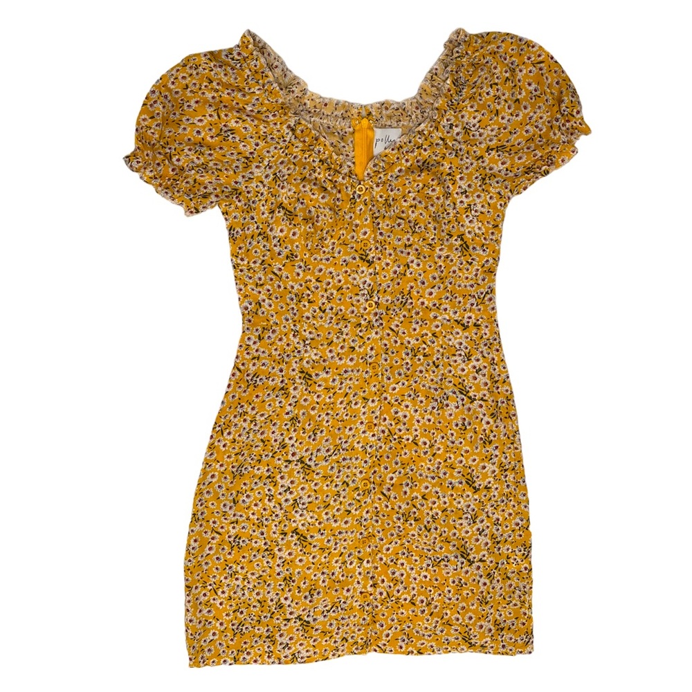 Princess polly summer yellow Floral Casia Mini Dress, Puff Sleeves dress US 0 - Picture 7 of 9
